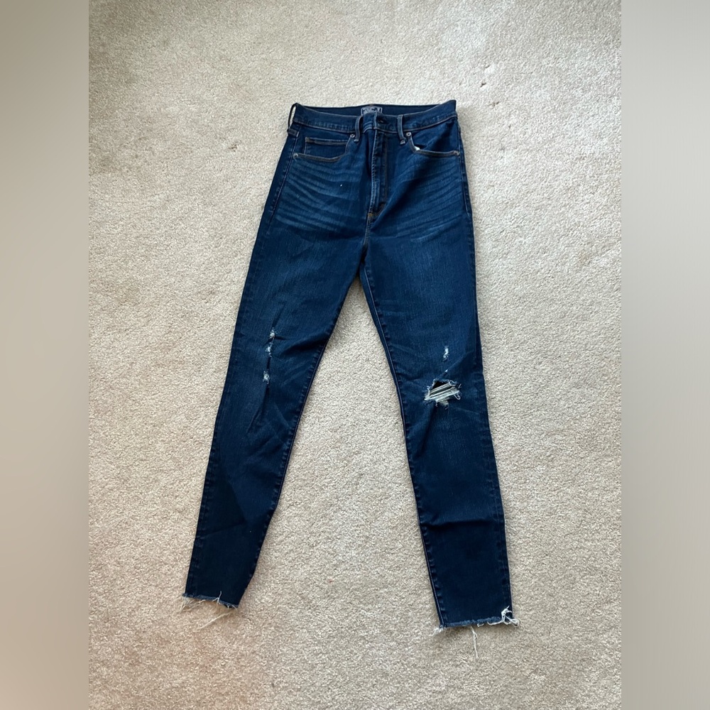 Abercrombie & Fitch Dark Blue Ripped Skinny Jeans